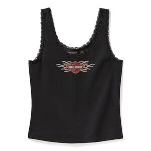 Harley-Davidson Women's Medium Vintage Flames Bling Lace Trim Tank